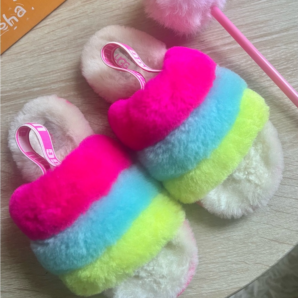 UGG Multicolor Fuzzy Kids Slippers